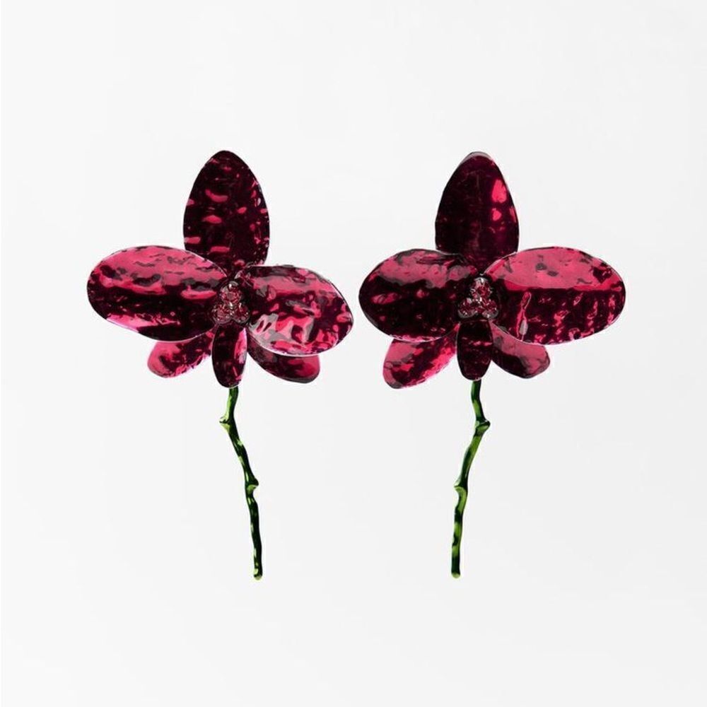 Zara Enameled Flower Earrings - Picture 4 of 7